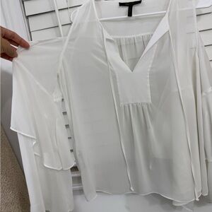BCBGMaxAzria Sheer White Blouse